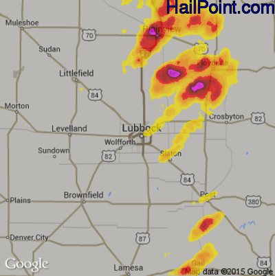 Hail Map for Lubbock, TX Region on June 12, 2017