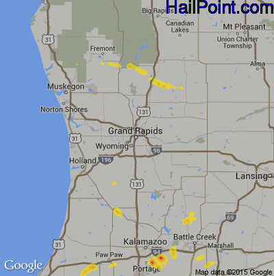 Hail Map for Grand Rapids, MI Region on June 13, 2017