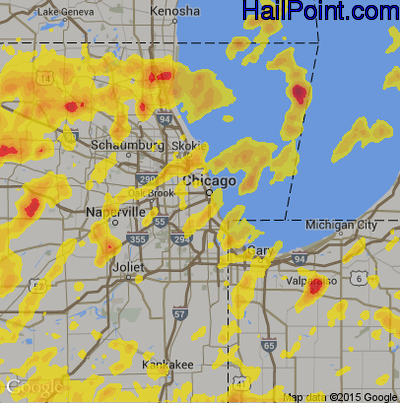 Hail Map for Chicago, IL Region on June 13, 2017
