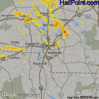 Hail Map for Charlotte, NC Region on June 13, 2017 