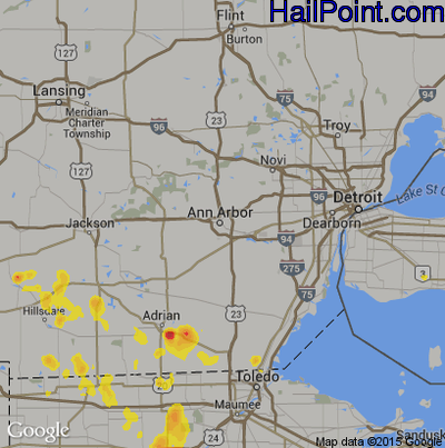 Hail Map for Ann Arbor, MI Region on June 13, 2017