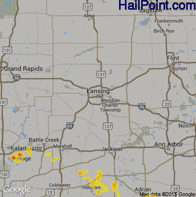 Hail Map for Lansing, MI Region on June 13, 2017