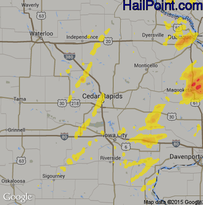 Hail Map for Cedar Rapids, IA Region on June 14, 2017