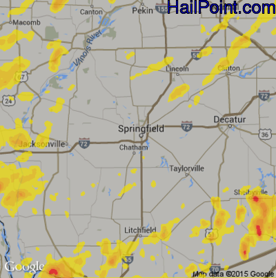 Hail Map for Springfield, IL Region on June 14, 2017