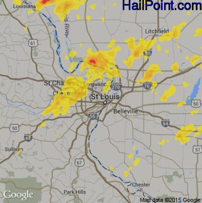 Hail Map for St. Louis, MO Region on June 14, 2017