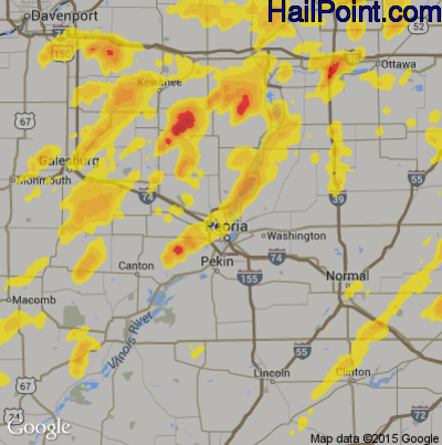 Hail Map for Peoria, IL Region on June 14, 2017