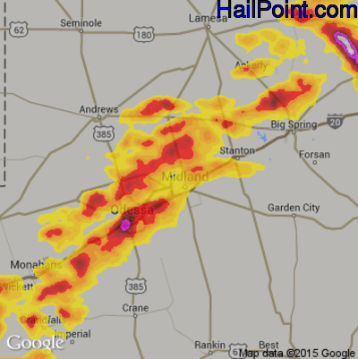 Hail Map for Midland, TX Region on June 14, 2017