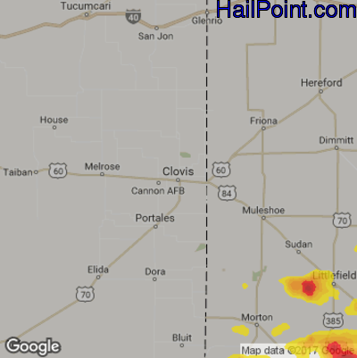 Hail Map for Clovis, NM Region on June 15, 2017