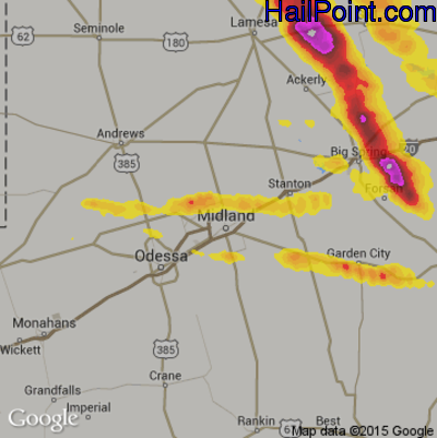 Hail Map for Midland, TX Region on June 15, 2017