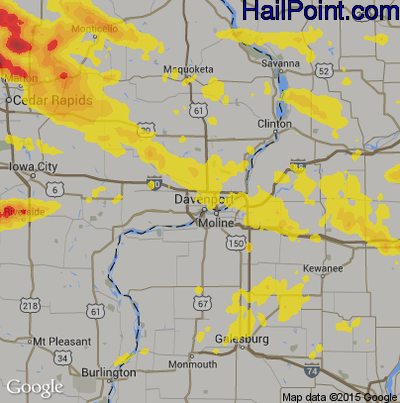 Hail Map for Davenport, IA Region on June 16, 2017