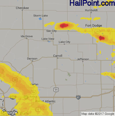 Hail Map for Carroll, IA Region on June 16, 2017