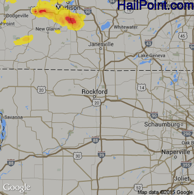 Hail Map for Rockford, IL Region on June 17, 2017