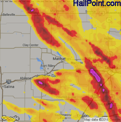 Hail Map for Mahhattan, KS Region on June 17, 2017