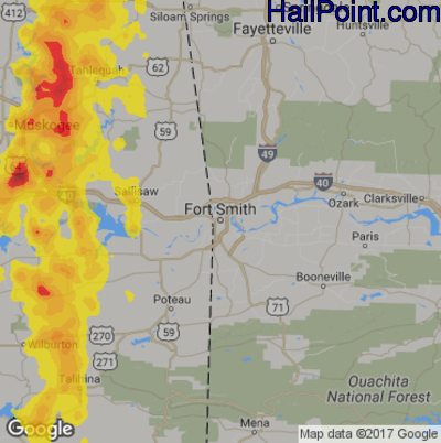 Hail Map for Forth Smith, AR Region on June 17, 2017