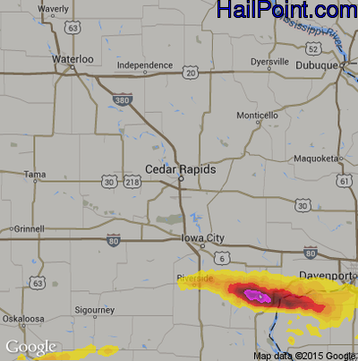 Hail Map for Cedar Rapids, IA Region on June 17, 2017
