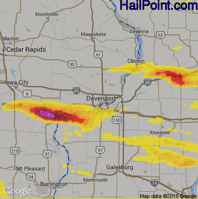 Hail Map for Davenport, IA Region on June 17, 2017