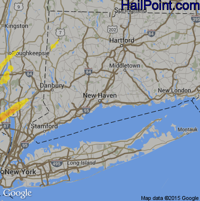 Hail Map for New Haven, CT Region on June 19, 2017