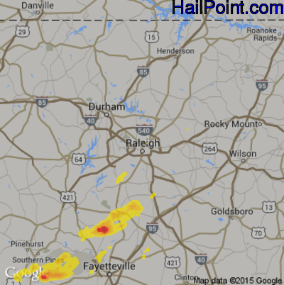Hail Map for Raleigh, NC Region on June 19, 2017