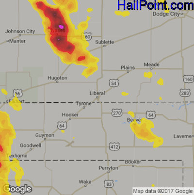 Hail Map for Liberal, KS Region on June 20, 2017