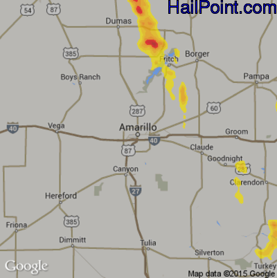 Hail Map for Amarillo, TX Region on June 21, 2017