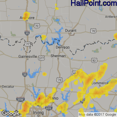 Hail Map for Sherman, TX Region on June 23, 2017
