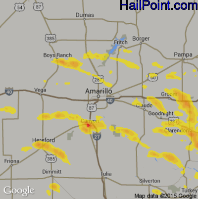 Hail Map for Amarillo, TX Region on June 24, 2017