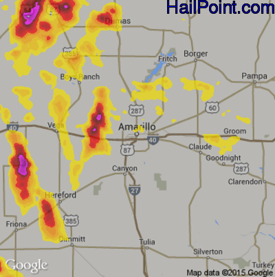 Hail Map for Amarillo, TX Region on June 26, 2017 