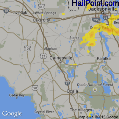 Hail Map for Gainesville, FL Region on June 26, 2017