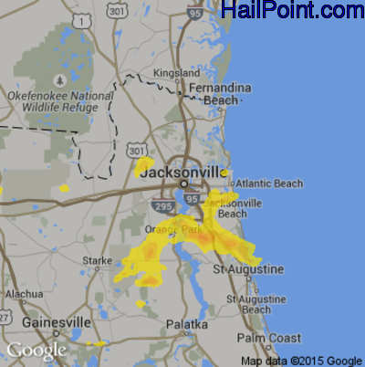 Hail Map for Jacksonville, FL Region on June 26, 2017