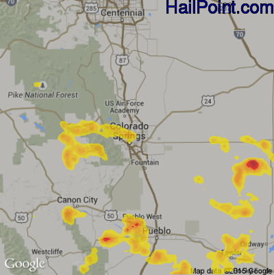 Hail Map for Colorado Springs, CO Region on June 26, 2017