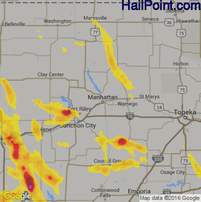 Hail Map for Mahhattan, KS Region on June 26, 2017