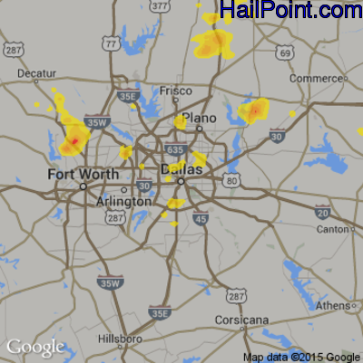 Hail Map for Dallas, TX Region on June 27, 2017 