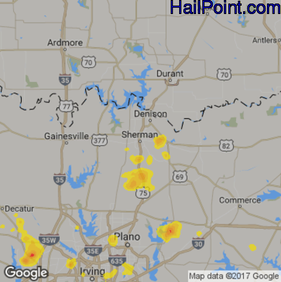 Hail Map for Sherman, TX Region on June 27, 2017
