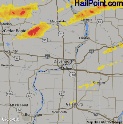 Hail Map for Davenport, IA Region on June 28, 2017