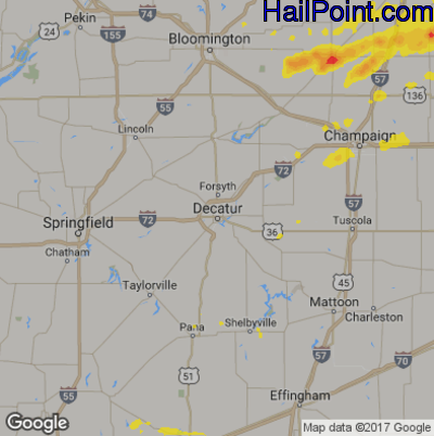 Hail Map for Decatur, IL Region on June 29, 2017 