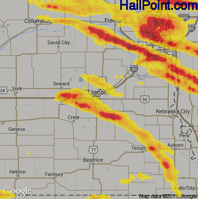Hail Map for Lincoln, NE Region on June 30, 2017