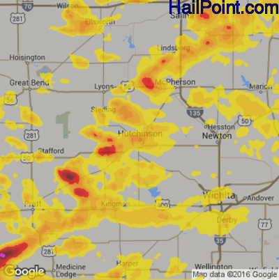 Hail Map for Hutchinson, KS Region on June 30, 2017