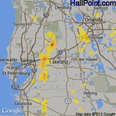 Hail Map for Lakeland, FL Region on June 30, 2017