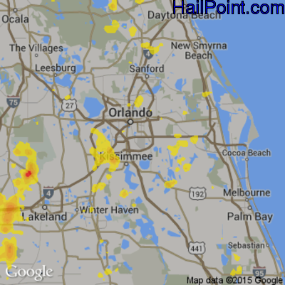Hail Map for Orlando, FL Region on June 30, 2017