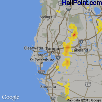 Hail Map for Tampa, FL Region on June 30, 2017 