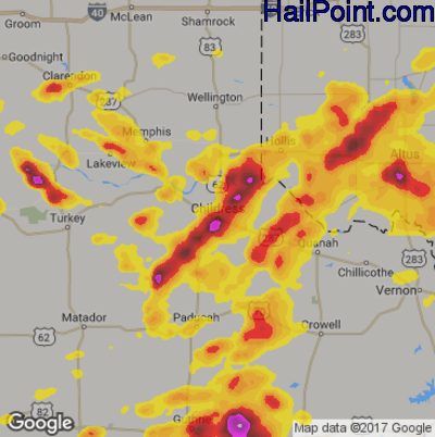 Hail Map for Childress, TX Region on June 30, 2017