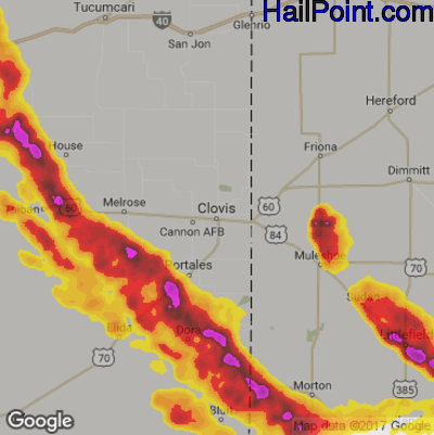 Hail Map for Clovis, NM Region on July 1, 2017 