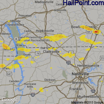Hail Map for Clarksville, TN Region on July 1, 2017