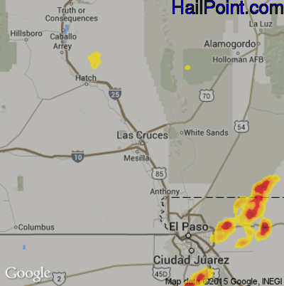 Hail Map for Las Cruces, NM Region on July 1, 2017