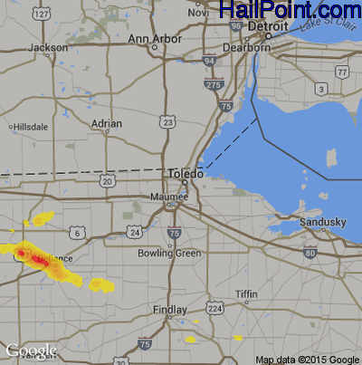 Hail Map for Toledo, OH Region on July 3, 2017 