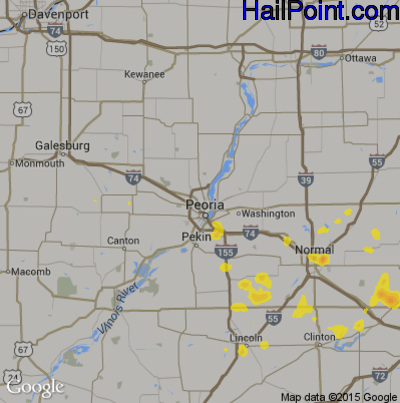 Hail Map for Peoria, IL Region on July 4, 2017 