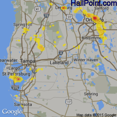 Hail Map for Lakeland, FL Region on July 4, 2017