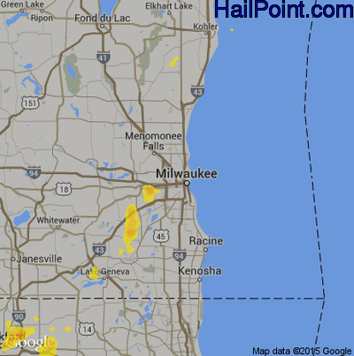 Hail Map for Milwaukee, WI Region on July 5, 2017