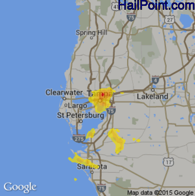 Hail Map for Tampa, FL Region on July 5, 2017 
