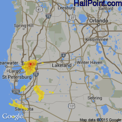Hail Map for Lakeland, FL Region on July 5, 2017
